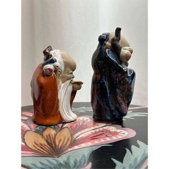 Vintage Handmade Mudman Nanjing China Ceramic Clay Sensei Confucius Monk Wise Ma - Picture 2 of 6